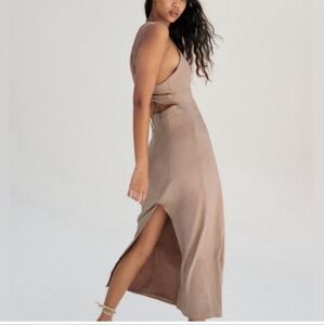 Zara Linen Blend Open Back Long Dress
